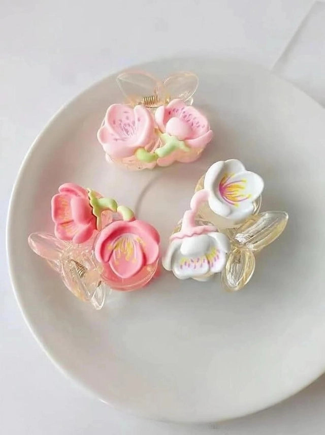 Roselle Bloom Hair Clips — Set of 3